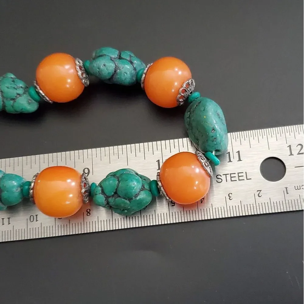 NWT Bohemian Boho Orange Bead Lot of 2 Necklaces‎ 19 to 22 in. World Mrkt India